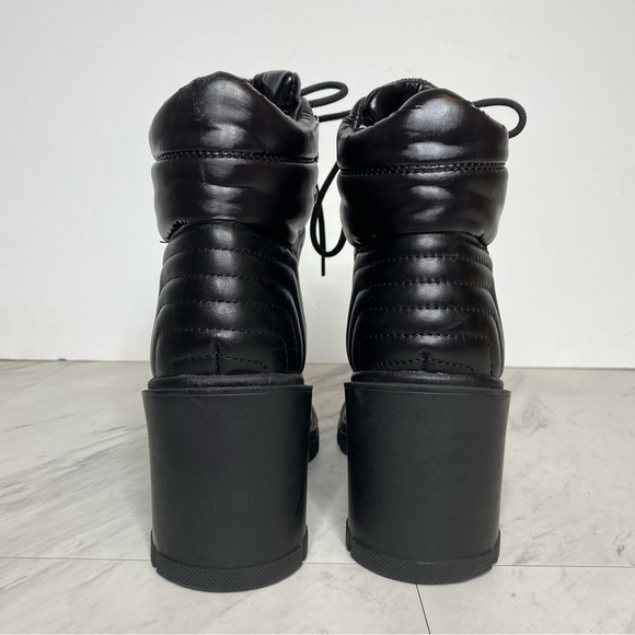 New! Marc Fisher Velima Black Leather Lace Up Lugsole Bootie 8.5 M - Picture 3 of 15